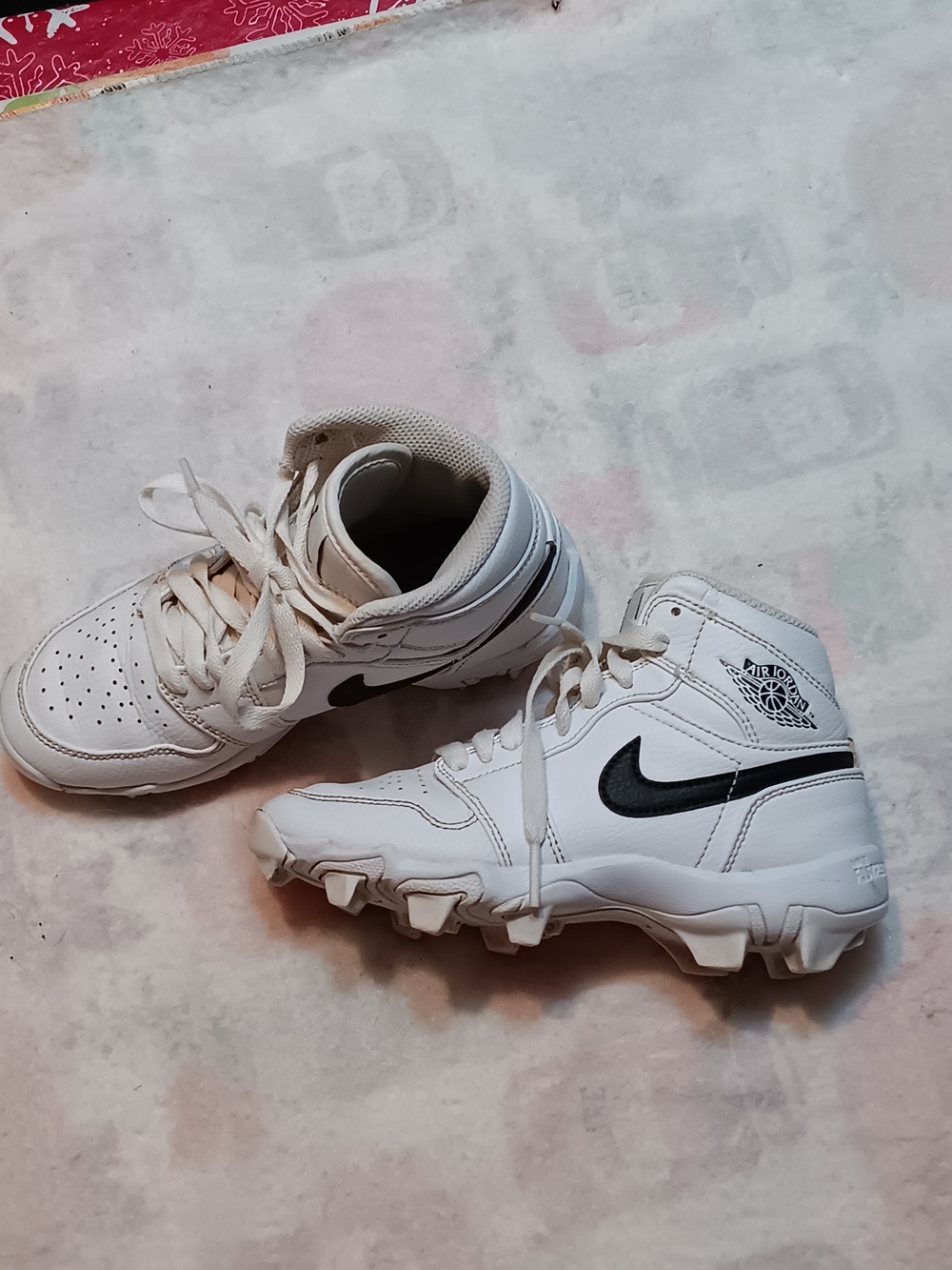 Nike Kids White and Black High-Top Cleats